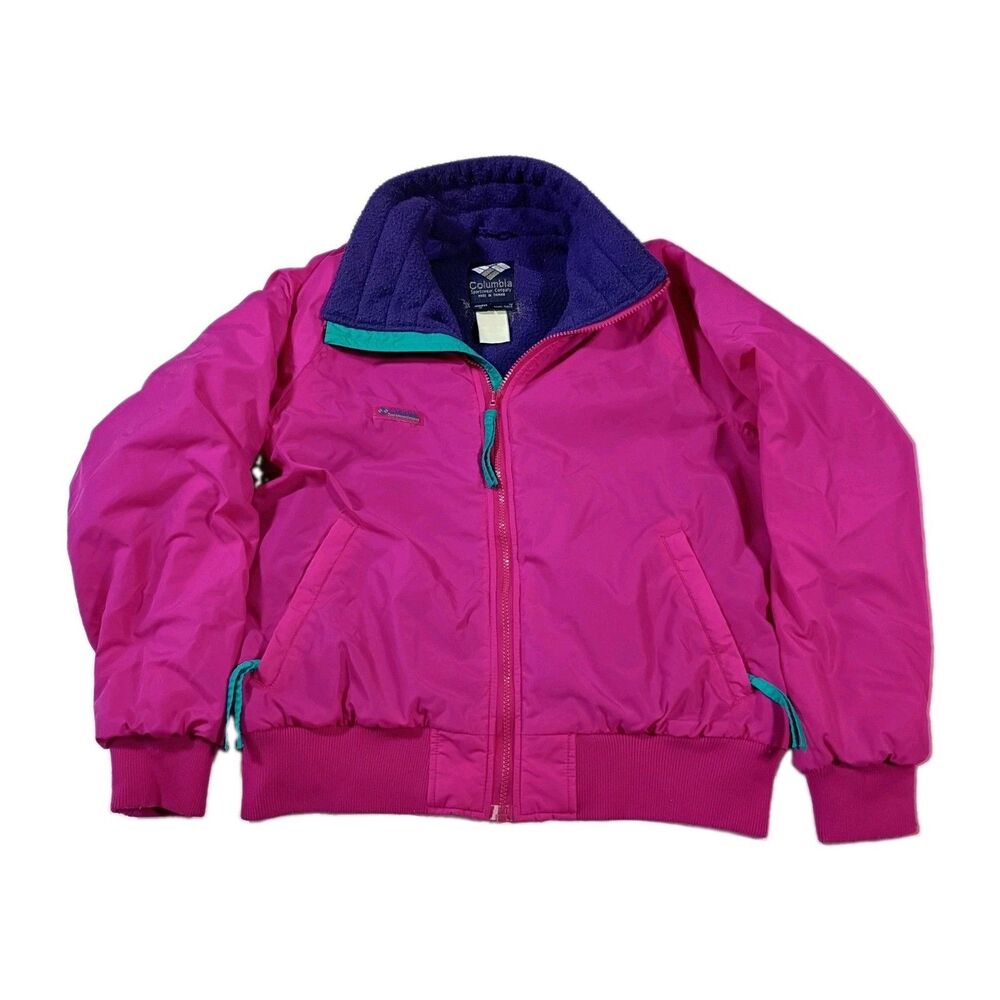 VTG 1990s Columbia Sportswear Womens XL Nylon Ski Jacket Coat Purple Pink Teal